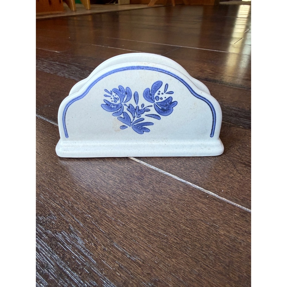 Pfaltzgraff Napkin Holder OS Blue Vintage Yorktowne Stoneware Farmhouse